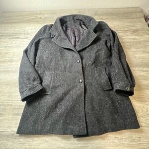 Unbranded‎ Overcoat Mens L Charcoal Grey Wool Blend Vintage Car Coat Speckled